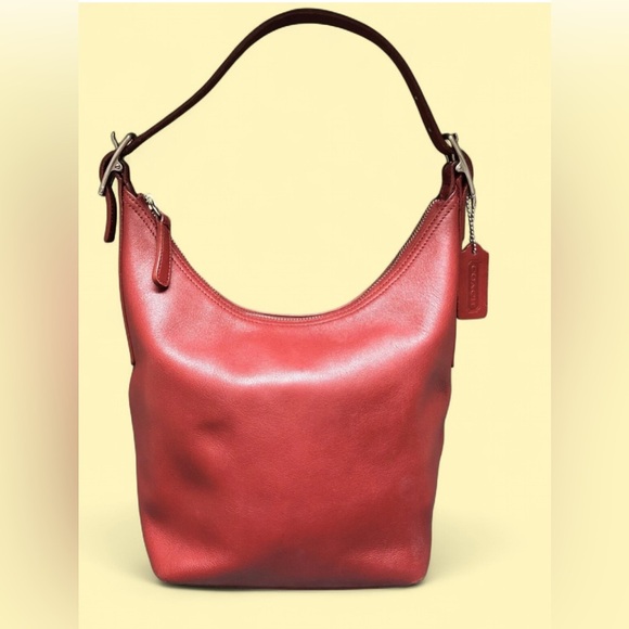 Coach Vintage Red Leather Duffle Sac Bucket Bag - Picture 1 of 13